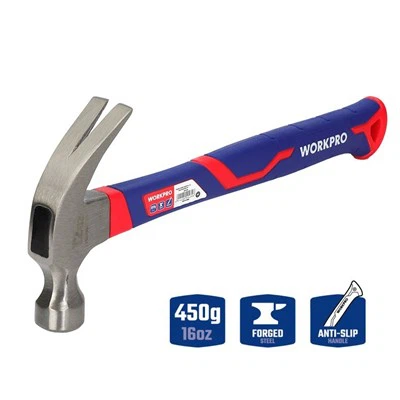 450G (450g (16OZ)) CURVED CLAW HAMMER WITH FIBERGLASS HANDLE