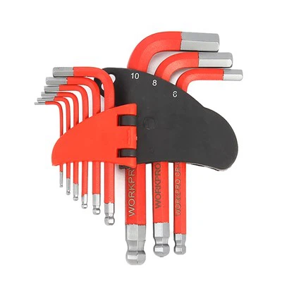 НАБОР ШАРИКОВЫХ ШЕСТИГРАННЫХ КЛЮЧЕЙ WORKPRO, 9 ПРЕДМЕТОВ (SAE)